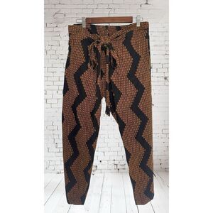 Rare Manaola Black/Orange Patterned Harem/Paper Bag Style Tied Waist Overlay M/L